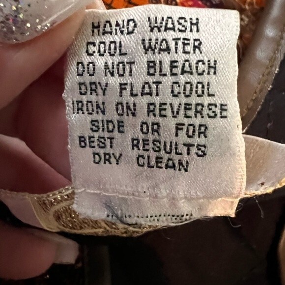 Vintage Cache Beaded Vest Medium Faux Leather Trim Ties Earth Tones Retro - Picture 12 of 13